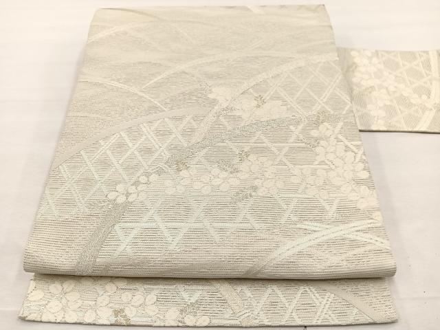 平和屋着物＊夏物　九寸名古屋帯　籬萩文　金銀糸　正絹　逸品　BAAX7696hv