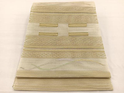 平和屋着物＊夏物　八寸名古屋帯　絽綴れ　横段文　金銀糸　正絹　逸品　未使用　BAAX7698hv