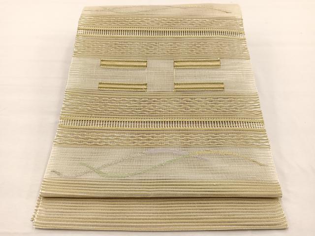 平和屋着物＊夏物　八寸名古屋帯　絽綴れ　横段文　金銀糸　正絹　逸品　未使用　BAAX7698hv