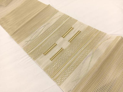 平和屋着物＊夏物　八寸名古屋帯　絽綴れ　横段文　金銀糸　正絹　逸品　未使用　BAAX7698hv