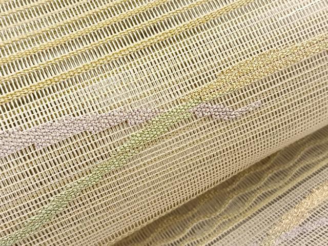平和屋着物＊夏物　八寸名古屋帯　絽綴れ　横段文　金銀糸　正絹　逸品　未使用　BAAX7698hv