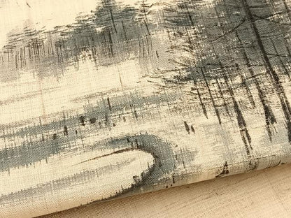 平和屋着物＊夏物　九寸開き名古屋帯　手描き　紬地　風景文　正絹　逸品　BAAX7699hv