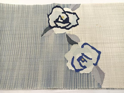 平和屋着物＊夏物　八寸名古屋帯　薔薇　正絹　逸品　BAAX7704hv