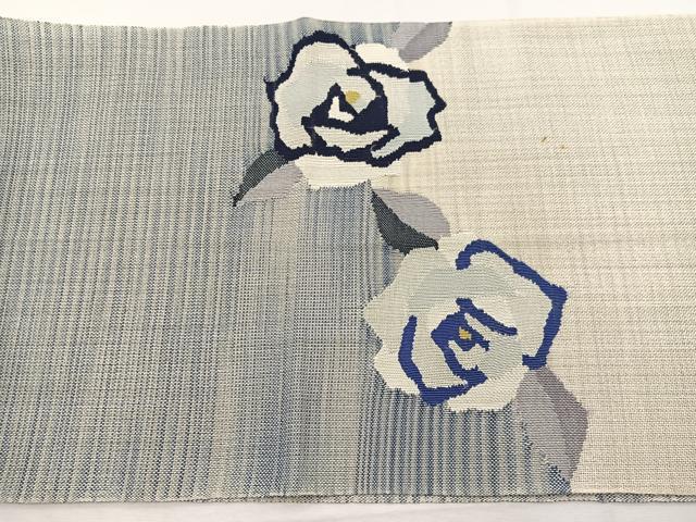 平和屋着物＊夏物　八寸名古屋帯　薔薇　正絹　逸品　BAAX7704hv