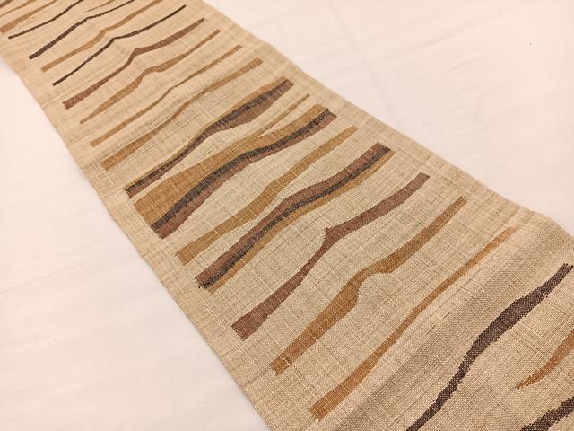 平和屋着物＊夏物　八寸名古屋帯　横段文　絹　自然布　逸品　BAAX7707hv