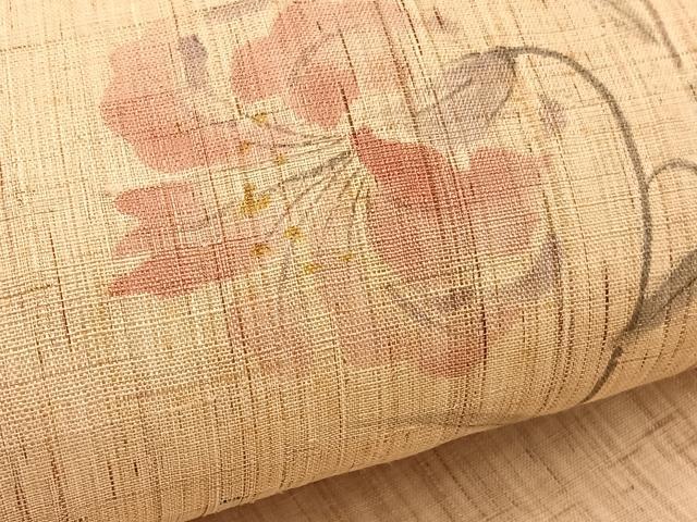 平和屋着物＊夏物　九寸名古屋帯　作家物　手描き　百合　麻　逸品　BAAX7709hv