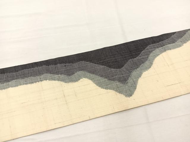 平和屋着物▽九寸名古屋帯　スリーシーズン　春夏秋　紬地　絞り　抽象文様　正絹　逸品　BAAX7713hv