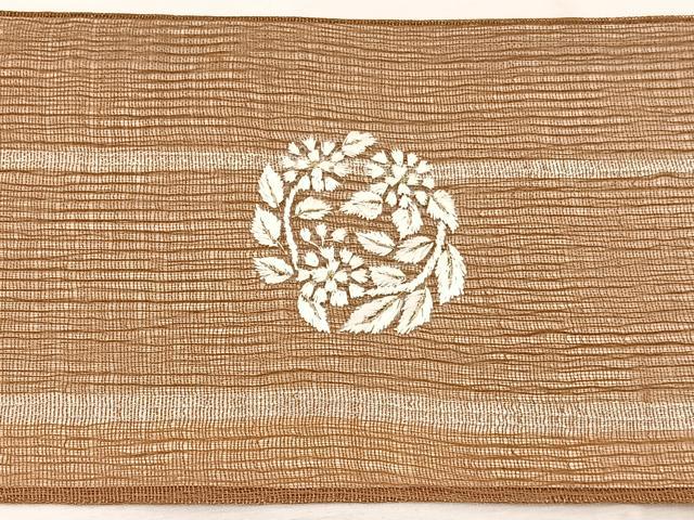 平和屋着物＊夏物　九寸名古屋帯　総刺繍　楓花文　銀糸　正絹　逸品　BAAX7714hv