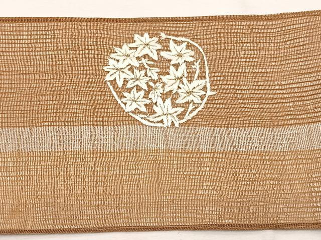 平和屋着物＊夏物　九寸名古屋帯　総刺繍　楓花文　銀糸　正絹　逸品　BAAX7714hv