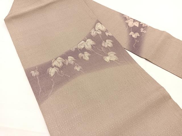 平和屋着物＊夏物　九寸名古屋帯　葡萄の葉文　金彩　正絹　逸品　BAAX7715hv