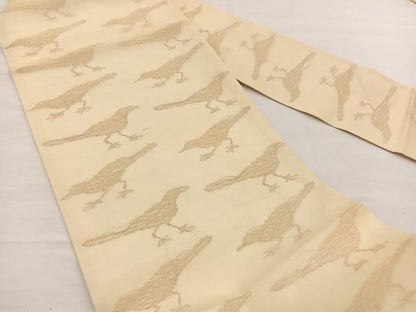 平和屋着物＊夏物　九寸名古屋帯　鳥　金糸　西武百貨店扱い　正絹　逸品　BAAX7716hv