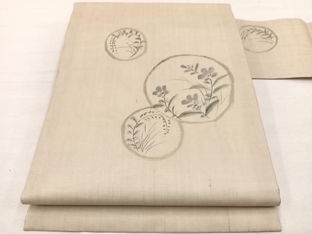 平和屋着物＊夏物　九寸名古屋帯　作家物　手描き　花丸文　正絹　逸品　BAAX7719hv