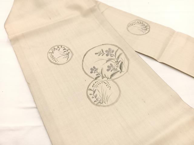 平和屋着物＊夏物　九寸名古屋帯　作家物　手描き　花丸文　正絹　逸品　BAAX7719hv
