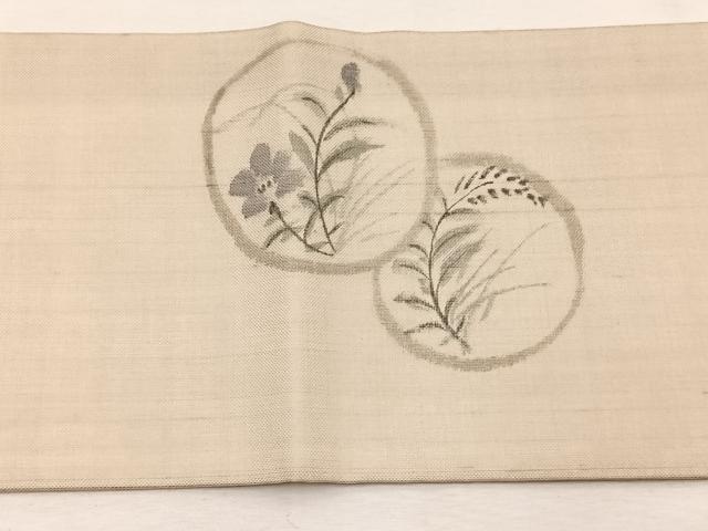平和屋着物＊夏物　九寸名古屋帯　作家物　手描き　花丸文　正絹　逸品　BAAX7719hv