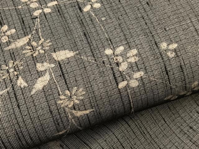平和屋着物＊夏物　九寸名古屋帯　秋草文　黒地　正絹　逸品　BAAX7720hv