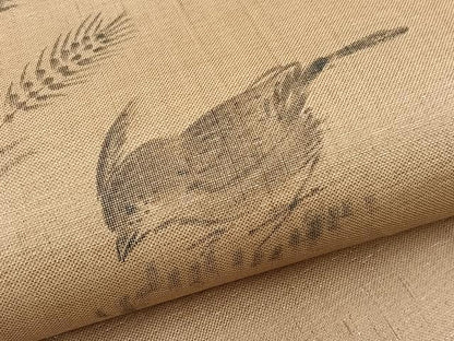 平和屋着物＊夏物　九寸名古屋帯　作家物　手描き　稲穂に鳥　銀通し地　正絹　逸品　BAAX7722hv