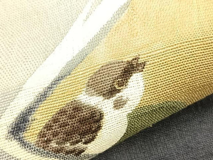 平和屋着物＊夏物　九寸名古屋帯　竹雀　正絹　逸品　BAAX7725hv