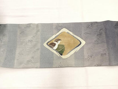 平和屋着物＊夏物　九寸名古屋帯　竹雀　正絹　逸品　BAAX7725hv