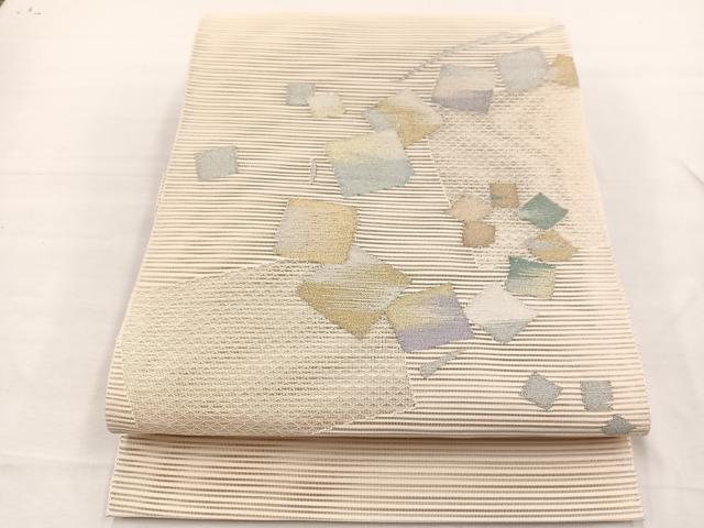 平和屋着物＊夏物　八寸名古屋帯　絽綴れ　色紙文様　金銀糸　正絹　逸品　BAAX7728hv