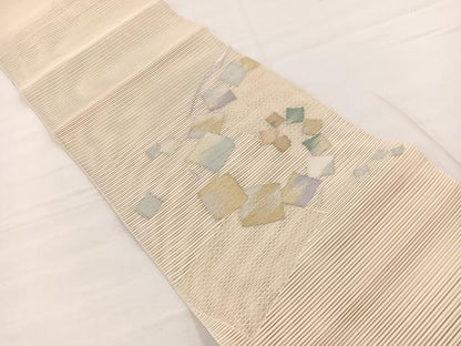 平和屋着物＊夏物　八寸名古屋帯　絽綴れ　色紙文様　金銀糸　正絹　逸品　BAAX7728hv