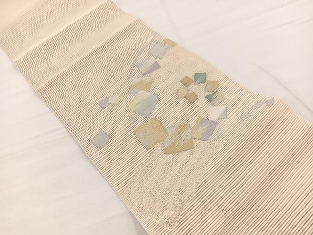 平和屋着物＊夏物　八寸名古屋帯　絽綴れ　色紙文様　金銀糸　正絹　逸品　BAAX7728hv