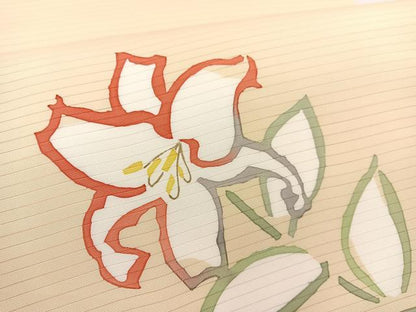 平和屋着物＊夏物　絽塩瀬　九寸開き名古屋帯　百合　ろうけつ染め　正絹　逸品　未使用　BAAX7729hv