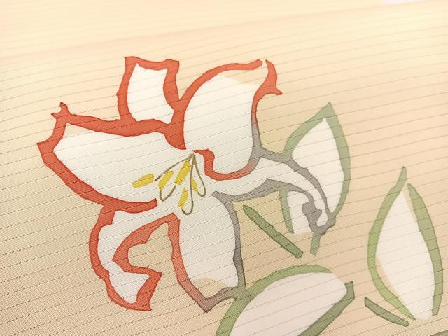 平和屋着物＊夏物　絽塩瀬　九寸開き名古屋帯　百合　ろうけつ染め　正絹　逸品　未使用　BAAX7729hv