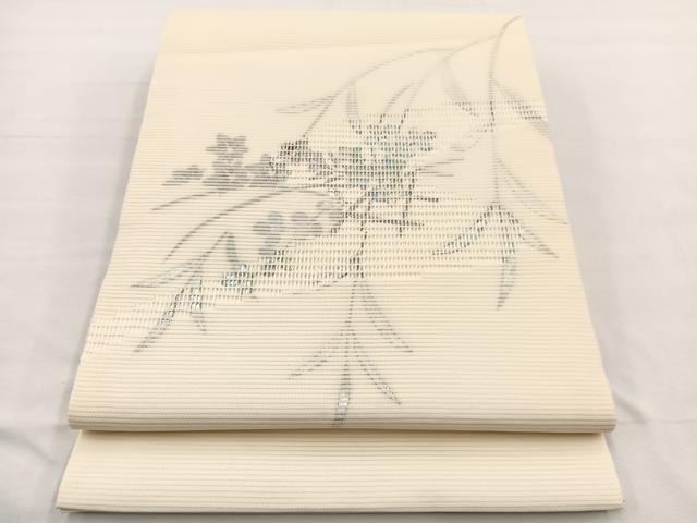 平和屋着物＊夏物　九寸開き名古屋帯　秋草文　金銀彩　正絹　逸品　未使用　BAAX7731hv