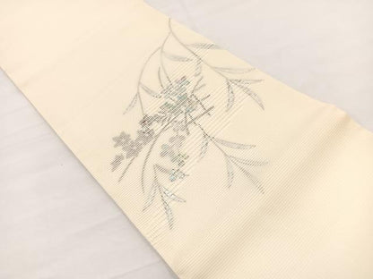 平和屋着物＊夏物　九寸開き名古屋帯　秋草文　金銀彩　正絹　逸品　未使用　BAAX7731hv