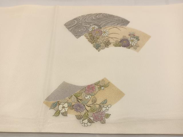 平和屋着物＊夏物　九寸開き名古屋帯　地紙花文　金銀彩　正絹　逸品　BAAX7735hv
