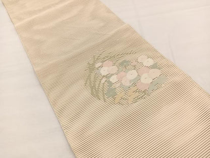 平和屋着物＊夏物　八寸名古屋帯　絽綴れ　万寿菊　正絹　逸品　BAAX7738hv