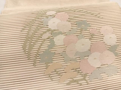 平和屋着物＊夏物　八寸名古屋帯　絽綴れ　万寿菊　正絹　逸品　BAAX7738hv
