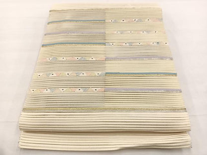 平和屋着物＊夏物　八寸名古屋帯　絽綴れ　幾何学文様　金銀糸　正絹　逸品　BAAX7740hv