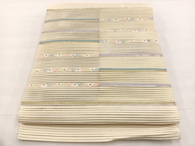 平和屋着物＊夏物　八寸名古屋帯　絽綴れ　幾何学文様　金銀糸　正絹　逸品　BAAX7740hv