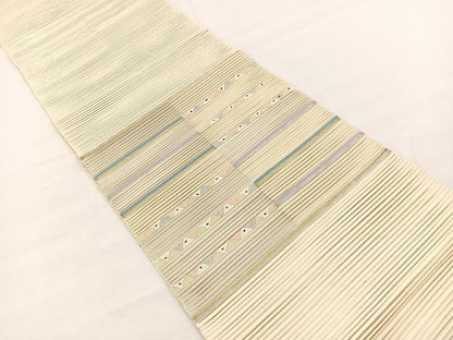 平和屋着物＊夏物　八寸名古屋帯　絽綴れ　幾何学文様　金銀糸　正絹　逸品　BAAX7740hv