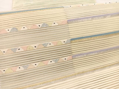 平和屋着物＊夏物　八寸名古屋帯　絽綴れ　幾何学文様　金銀糸　正絹　逸品　BAAX7740hv