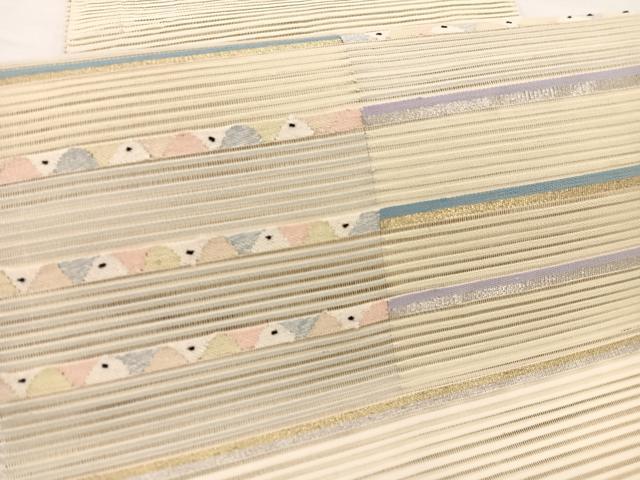 平和屋着物＊夏物　八寸名古屋帯　絽綴れ　幾何学文様　金銀糸　正絹　逸品　BAAX7740hv
