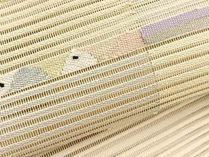 平和屋着物＊夏物　八寸名古屋帯　絽綴れ　幾何学文様　金銀糸　正絹　逸品　BAAX7740hv