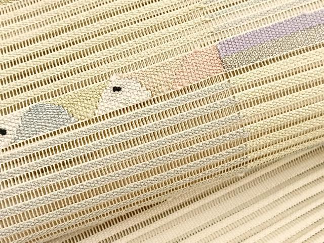 平和屋着物＊夏物　八寸名古屋帯　絽綴れ　幾何学文様　金銀糸　正絹　逸品　BAAX7740hv