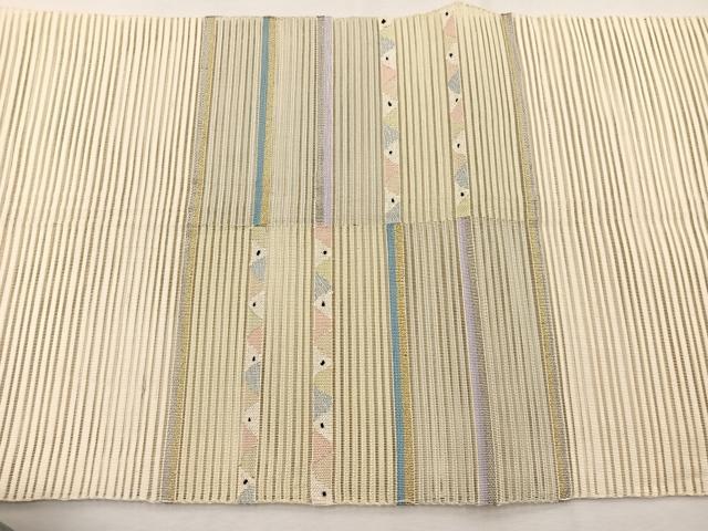 平和屋着物＊夏物　八寸名古屋帯　絽綴れ　幾何学文様　金銀糸　正絹　逸品　BAAX7740hv