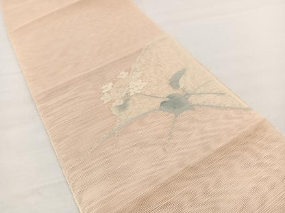 平和屋着物＊西陣　じゅらく謹製　夏物　八寸名古屋帯　すくい織　紫陽花　銀糸　証紙付き　正絹　逸品　BAAX7741hv