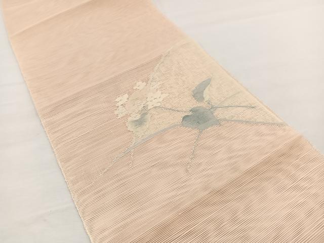 平和屋着物＊西陣　じゅらく謹製　夏物　八寸名古屋帯　すくい織　紫陽花　銀糸　証紙付き　正絹　逸品　BAAX7741hv