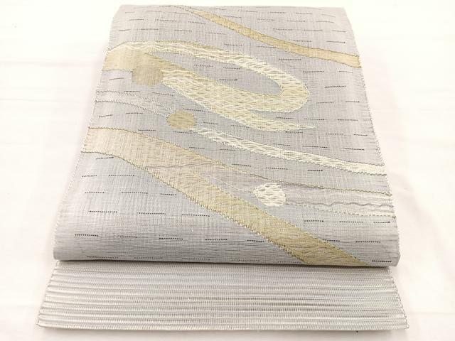 平和屋着物＊夏物　八寸名古屋帯　絽綴れ　流線文様　金糸　正絹　逸品　BAAX7743hv