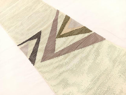 平和屋着物＊夏物　八寸名古屋帯　幾何学文様　正絹　逸品　BAAX7745hv