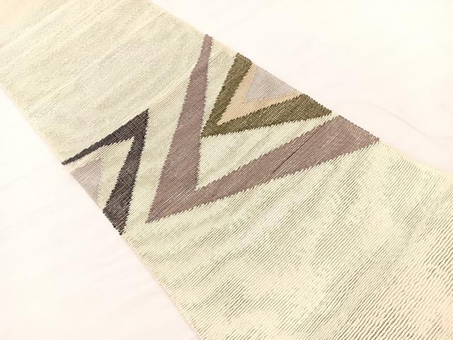 平和屋着物＊夏物　八寸名古屋帯　幾何学文様　正絹　逸品　BAAX7745hv