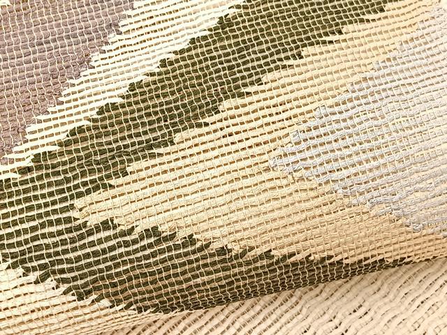 平和屋着物＊夏物　八寸名古屋帯　幾何学文様　正絹　逸品　BAAX7745hv
