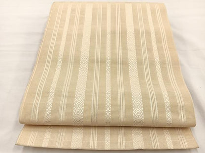 平和屋着物＊夏物　本場筑前博多織　八寸名古屋帯　紗献上　蜂蜜色　正絹　逸品　BAAX7748hv