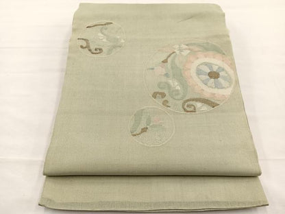 平和屋着物＊夏物　太鼓柄　京袋帯　花丸文　金糸　正絹　逸品　BAAX7753hv