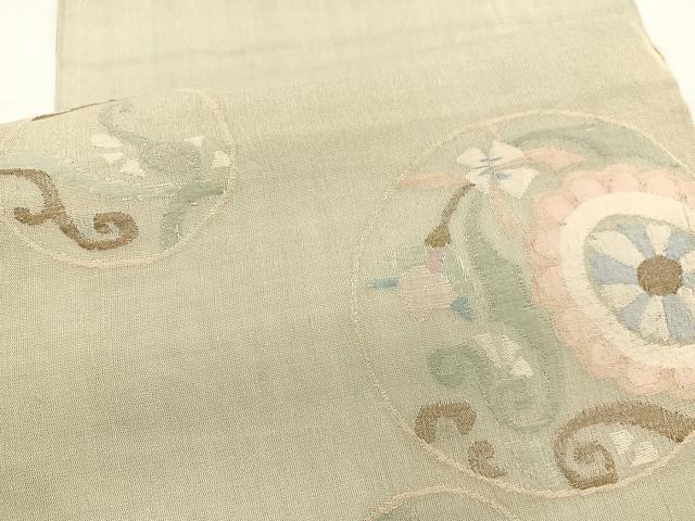 平和屋着物＊夏物　太鼓柄　京袋帯　花丸文　金糸　正絹　逸品　BAAX7753hv