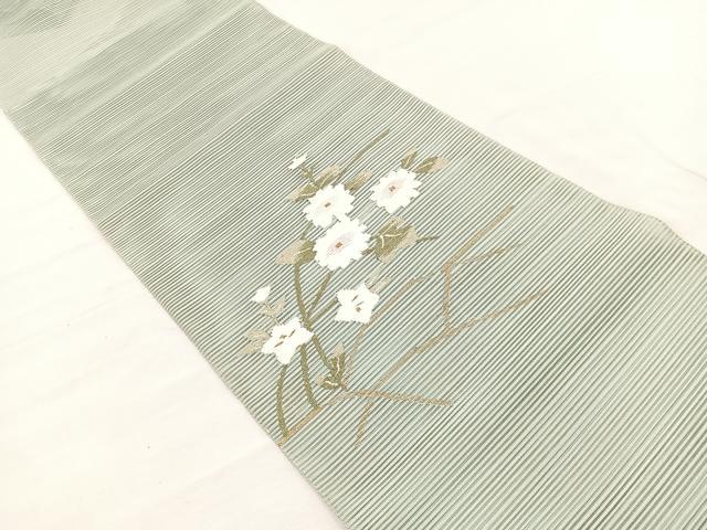 平和屋着物＊夏物　八寸名古屋帯　絽綴れ　草花文　金糸　正絹　逸品　BAAX7755hv